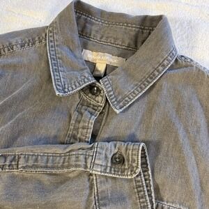 Banana Republic Womens Long Sleeve Button Down Shirt Small Charcoal Gray Preppy